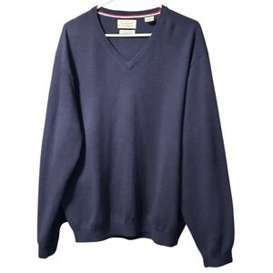 Original Weatherproof Vintage Pullover Sweater Navy Blue 100% Wool Men's Sz XL